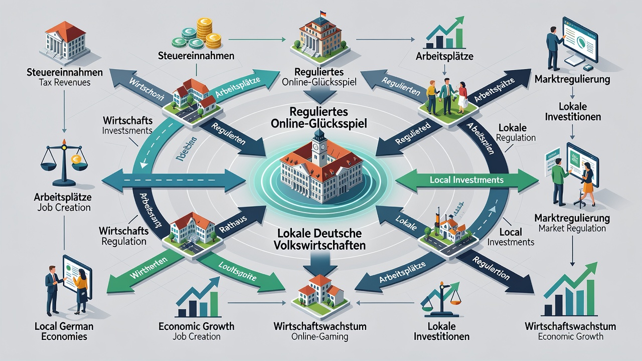 Map illustrating job growth and supplier spending in German states with active online gaming licenses